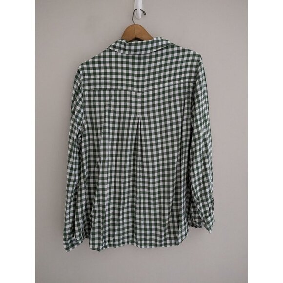 BeachLunchLounge Green Gingham Casual Button Up Shirt Size 1X - Picture 2 of 7
